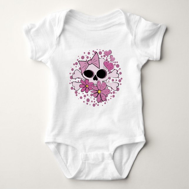Girly Punk Skull Baby Bodysuit (Front)