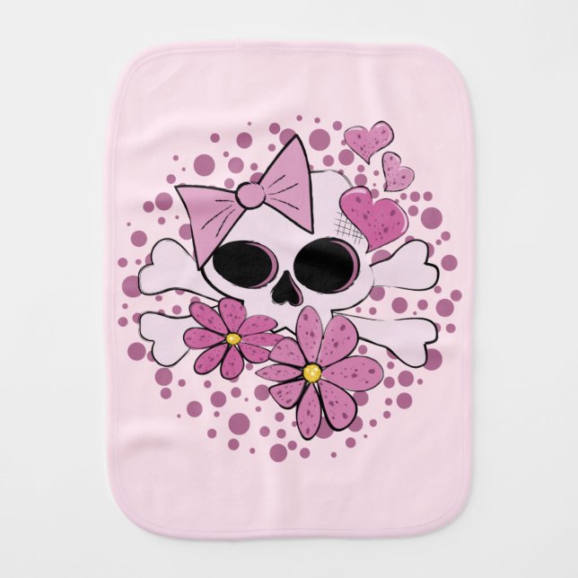Girly Punk Skull Burp Cloth (Front)