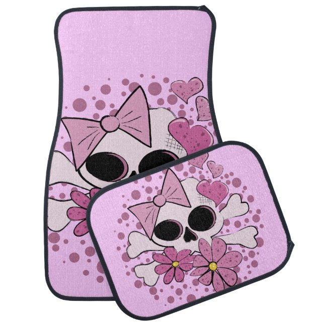 Girly Punk Skull Car Floor Mat (Set)