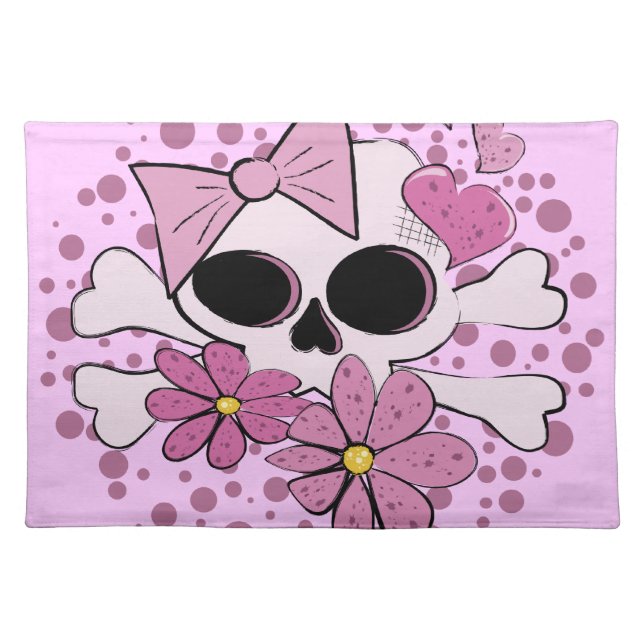 Girly Punk Skull Cloth Placemat (Front)