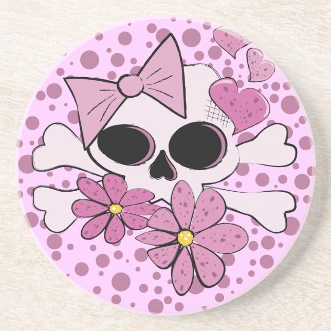Girly Punk Skull Drink Coaster (Front)
