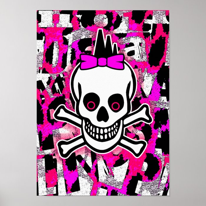 Girly Punk Skull Poster