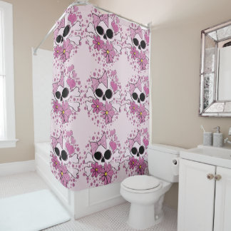 Girly Punk Skull Shower Curtain