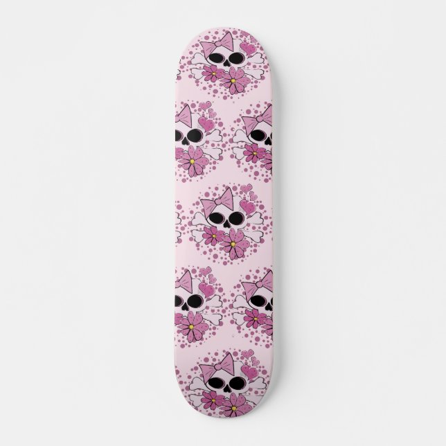 Girly Punk Skull Skateboard Deck (Front)
