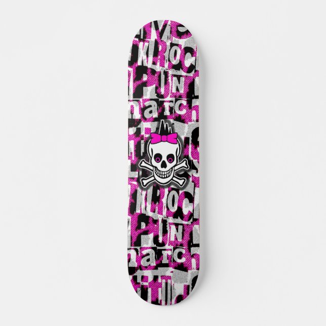 Girly Punk Skull Skateboard Deck (Front)