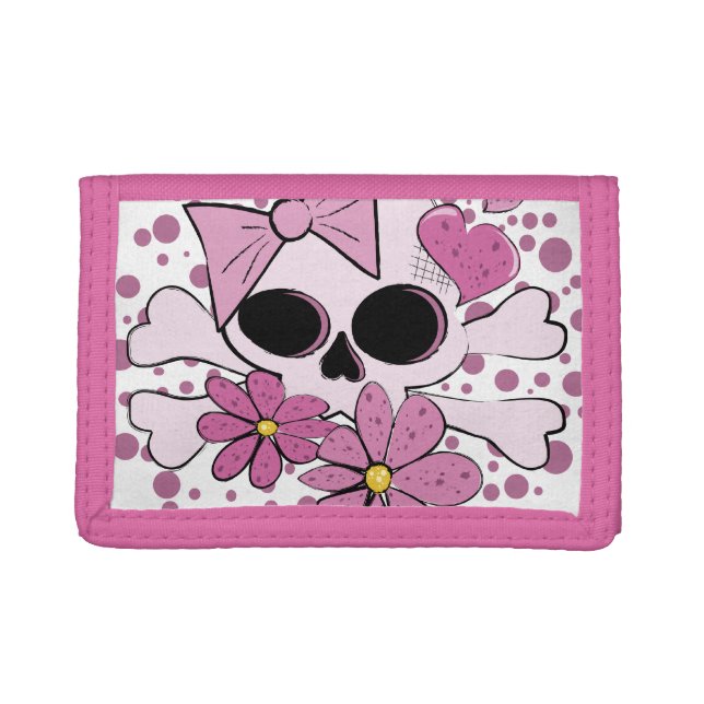 Girly Punk Skull Trifold Wallet (Front)