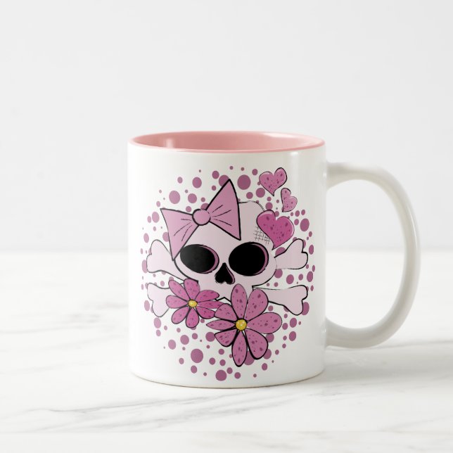 Girly Punk Skull Two-Tone Coffee Mug (Right)