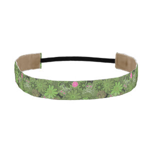 Girly Punk Skulls on Flower Camo background Athletic Headband