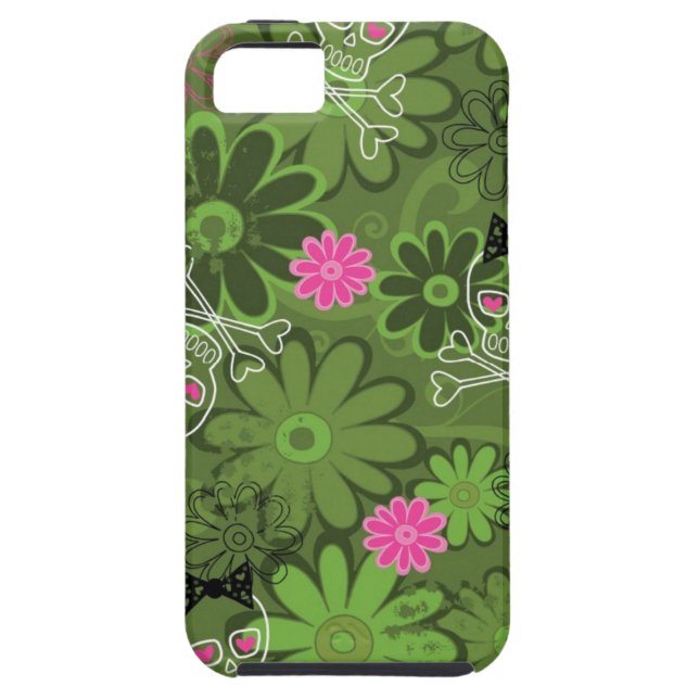 Girly Punk Skulls on Flower Camo background Case-Mate iPhone Case (Back)