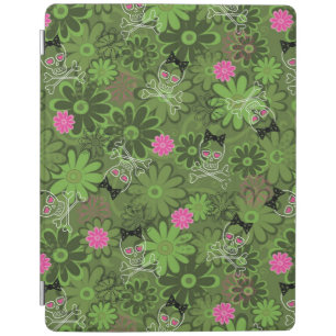 Girly Punk Skulls on Flower Camo background iPad Smart Cover