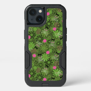 Girly Punk Skulls on Flower Camo background iPhone 13 Case
