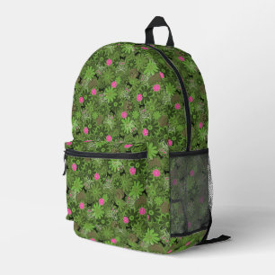 Girly Punk Skulls on Flower Camo background Printed Backpack