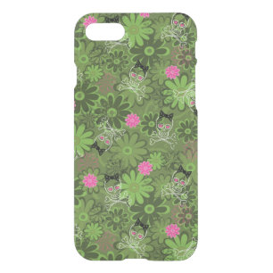 Girly Punk Skulls on Flower Camo background iPhone SE/8/7 Case