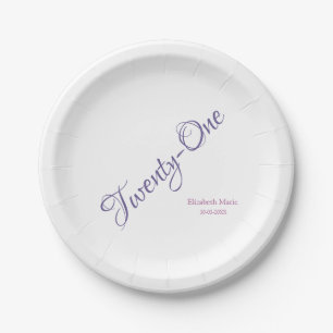 Girly Purple 21st Birthday Party Personalized Paper Plates