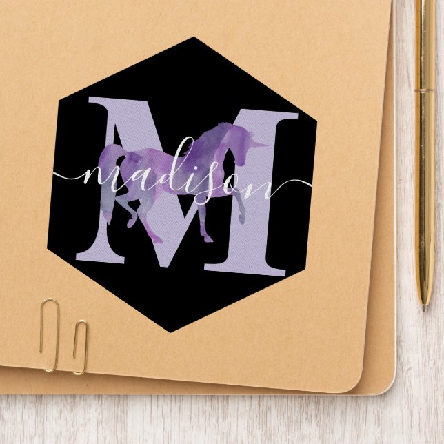 Girly Purple Abstract Unicorn Monogram Patch (On Folder)