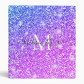 Girly Purple and Pink Glitter Monogram Name    3 Ring Binder (Front)