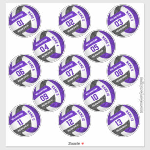 girly purple black volleyball player names set 13 sticker