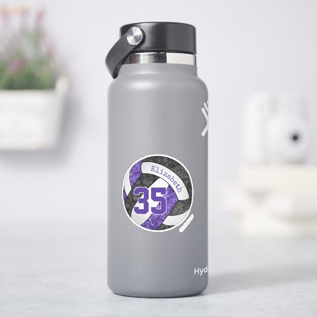 girly purple black volleyball school team colors  sticker (HydroFlask)