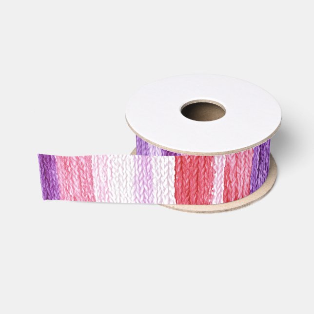 Girly Purple Blush Pink Red Stripes Birthday Grosgrain Ribbon (Spool)