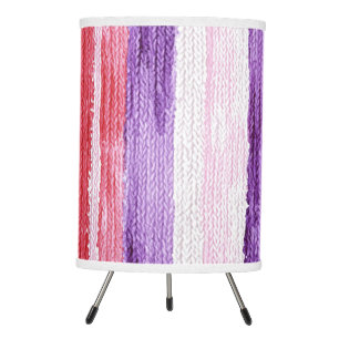 Girly Purple Blush Pink Red Stripes Christmas Tripod Lamp