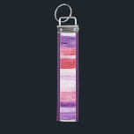 Girly Purple Blush Pink Red Stripes Christmas Wrist Keychain<br><div class="desc">Girly Purple Blush Pink Red Stripes Christmas</div>