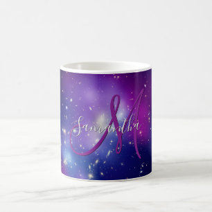 Girly Purple Celestial Photo Monogram Coffee Mug