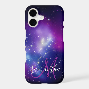 Girly Purple Celestial Photo Monogram iPhone 17 Case
