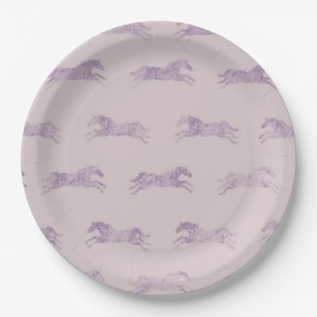 Girly Purple Classic Equestrian Horses Paper Plates by PaintingPony at Zazzle