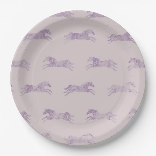 Girly Purple Classic Equestrian Horses Paper Plates