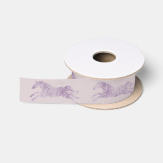 Girly Purple Classic Equestrian Horses Satin Ribbon