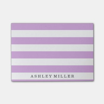 Girly Purple Classic Stripes Monogram Notes by cardeddesigns at Zazzle