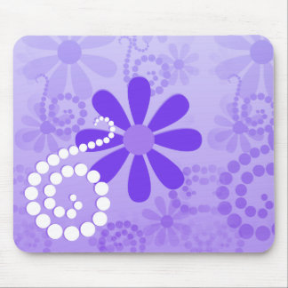 Girly Purple Daisy Retro Flower Pattern Mouse Pad