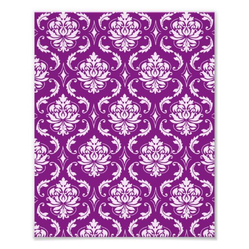 Girly Purple Damask Pattern Photo Print | Zazzle