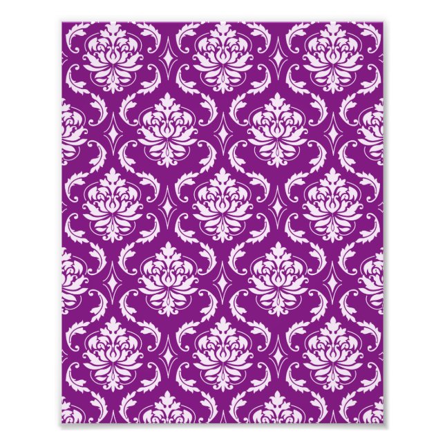 Girly Purple Damask Pattern Photo Print (Front)