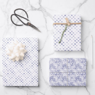 Girly Purple Dots Hearts Leopard Print Wrapping Paper Sheets