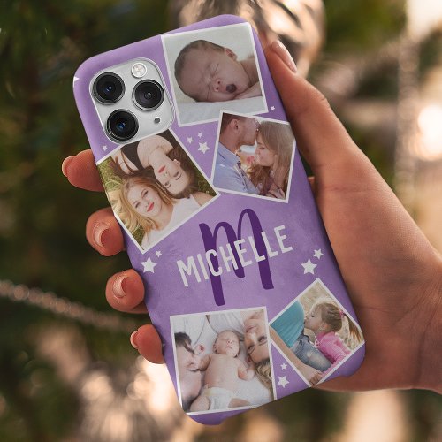 Girly Purple Family Photo Collage iPhone 11 Pro Case