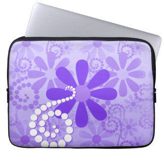 Girly Purple Floral Retro Flowers Laptop Sleeve