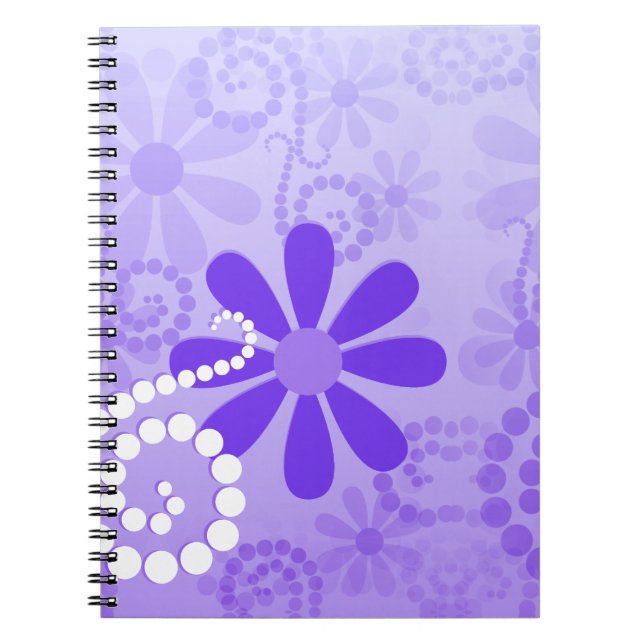 Girly Purple Floral Retro Flowers Notebook (Front)
