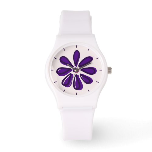 Girly Purple Flower Doodle Watch