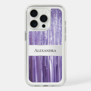 Girly Purple Glam Glitzy Tinsel Stripes  iPhone 15 Pro Case
