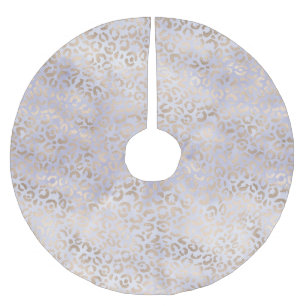 Girly Purple Glam Gold Leopard Print Watercolor Brushed Polyester Tree Skirt