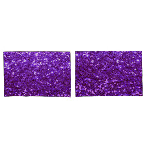 Girly Purple Glitter Bling Glam Modern Pillow Case