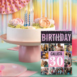 Girly Purple Glitter Confetti 12 Photo Birthday Card<br><div class="desc">This modern, pretty, and girly birthday card is perfect for any friend. It features a 12 photo collage grid, handwritten cursive script typography, and two-toned black and purple color blocks with faux printed sparkly lavender glitter confetti and glitter ombre gradient. The card says, "Happy Birthday, (Name), (Age)." It's fun, cool,...</div>