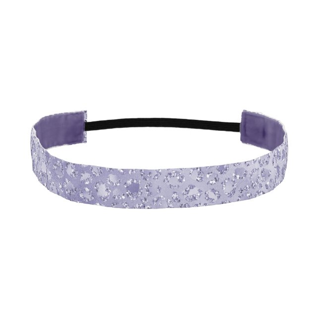 Girly Purple Glitter Glitz Leopard print Athletic Headband (Front)