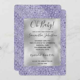 Girly Purple Glitter Glitz Leopard print Invitation
