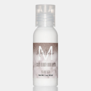 Girly Purple Glitter Marble Monogram Hair Salon Hand Lotion