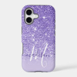 Girly Purple Glitter Monogram Name iPhone 17 Case<br><div class="desc">Girly Glitter Monogram Name Case. This design is accented with a faux glitter texture. Personalize this custom design with your own name and monogram initial.</div>
