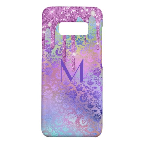 Girly Purple Glitter Monogram Samsung S8 Case