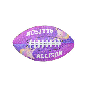 Girly Purple Glitter Unicorn Kids Personalized Football