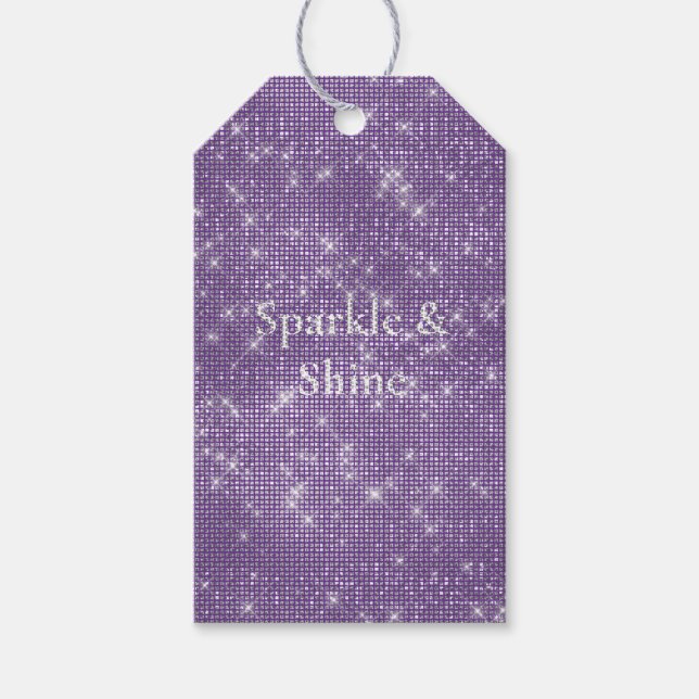 Girly Purple Glitzy Sparkle  Gift Tags (Front)